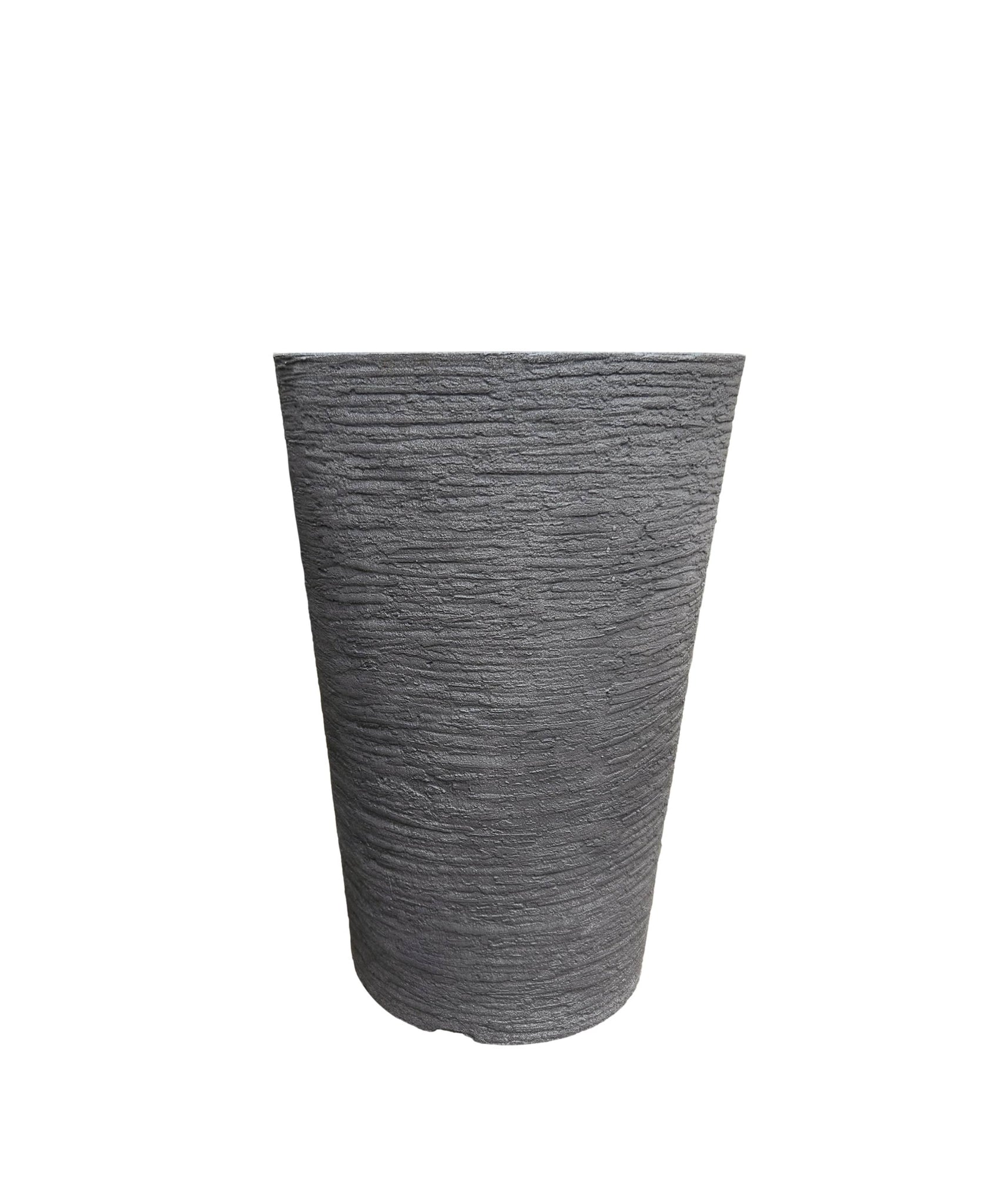 Small upright European conic Japi planter in the colour Black Slate. Textured finish. Modern planter suitable for any style of decor. 
