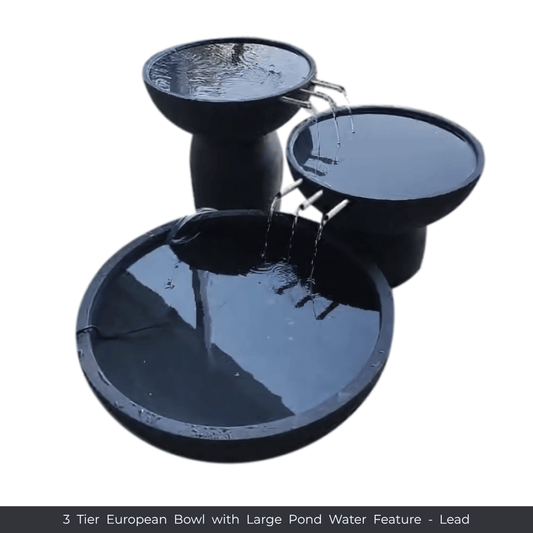 The Florastyle By Hingham Water Feature - 3 Tier European Bowl with Large Pond has three black (Lead), round bowls cascading water from top to largest. Made of weatherproof polyresin, it's ideal for any indoor or outdoor space. Made from polyresin, durable and waterproof, yet lightweight.
Colour: Lead
Price: R6925