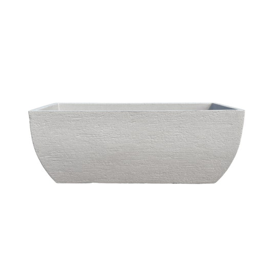 The Japi Modern Square Window Box by Florastyle By Hingham is a rectangular white polyresin planter with a textured surface and modern window box design, shown front-facing against a plain white background.