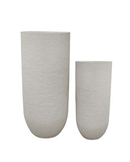 European Verticale Japi Planter, Tall and sleek textured finish. Beautiful complement to any decor. Adds height  and elegance. Florastyle by Hingham.