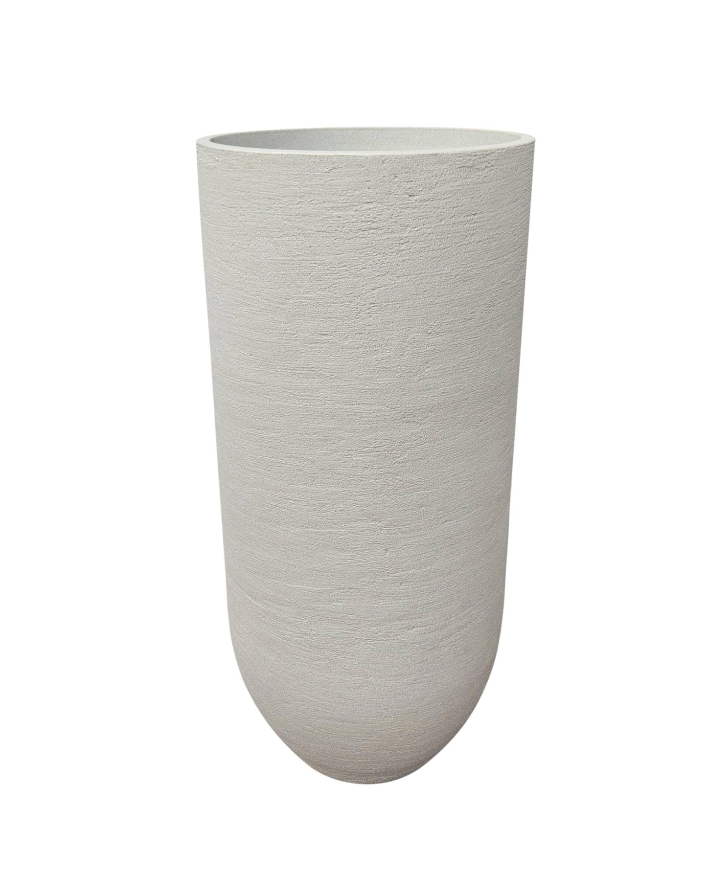 European Verticale Japi Planter, Tall and sleek textured finish. Beautiful complement to any decor. Adds height  and elegance. Florastyle by Hingham.  Sandstone colour. 