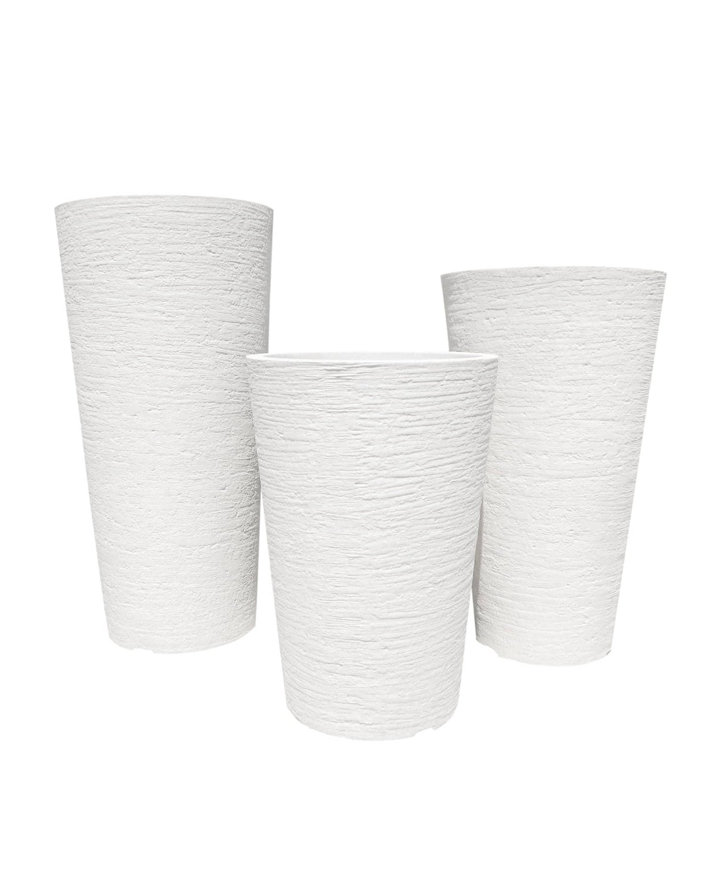 Medium Tall upright slim Modern Planters. Great for the minimalist. Modern apartment living. Great for small spaces. Lightweight. Perfect in Groups or individually displayed. Colour Off white