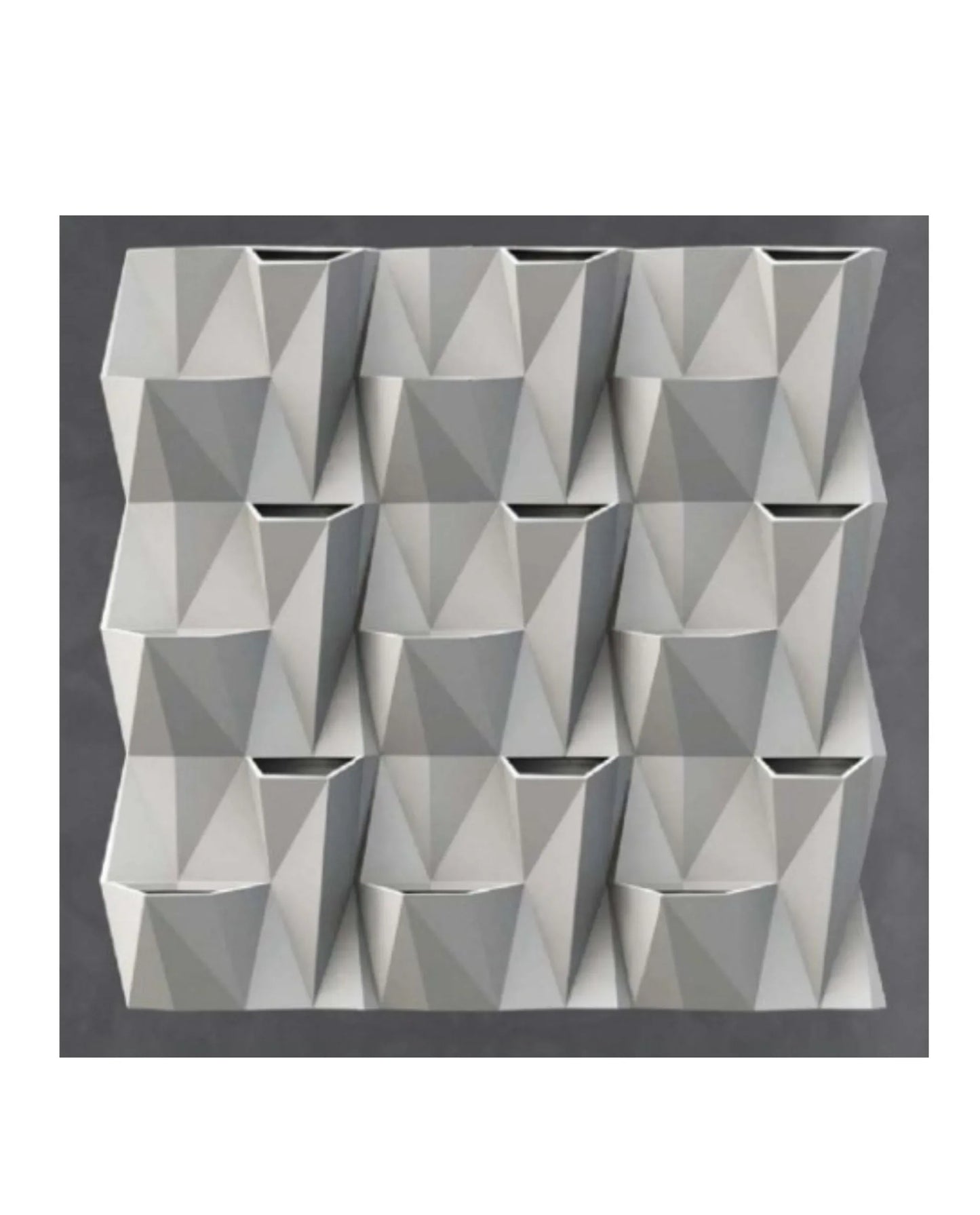 Nine Angolo Japi Studio Wall Planters in a block of 3 x 3 panels. forming a beautiful vertical garden. Florastyle by Hingham.