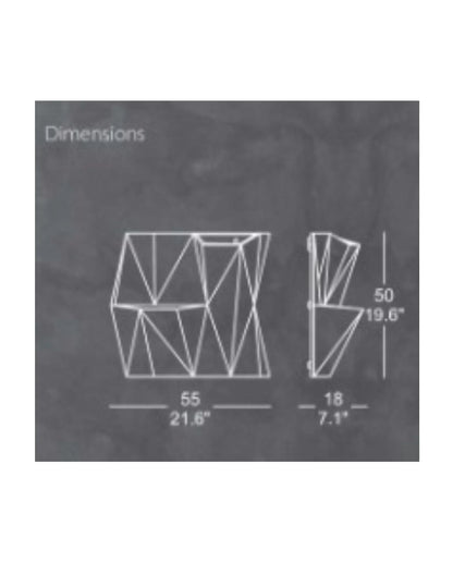 Dimensions of the Angolo Japi Studio Wall Planters. Per panel 55cm wide x 50cm high x 18cm deep. Florastyle by Hingham.