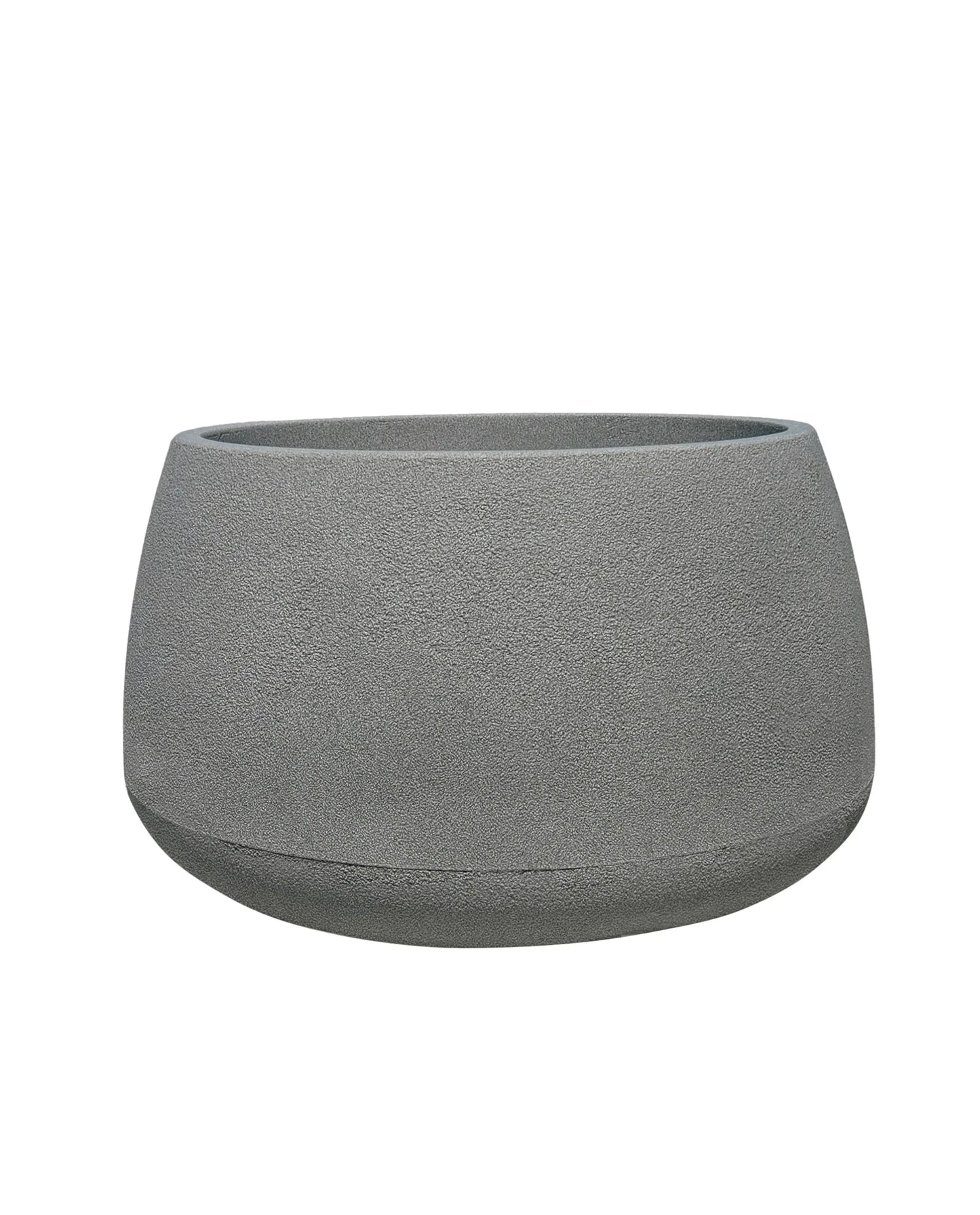 Bios Low Japi Planter. Stone colour, Low rise modern contemporary plant pot with stunning slightly textured finish, and wide neck for planting. Florastyle by Hingham.