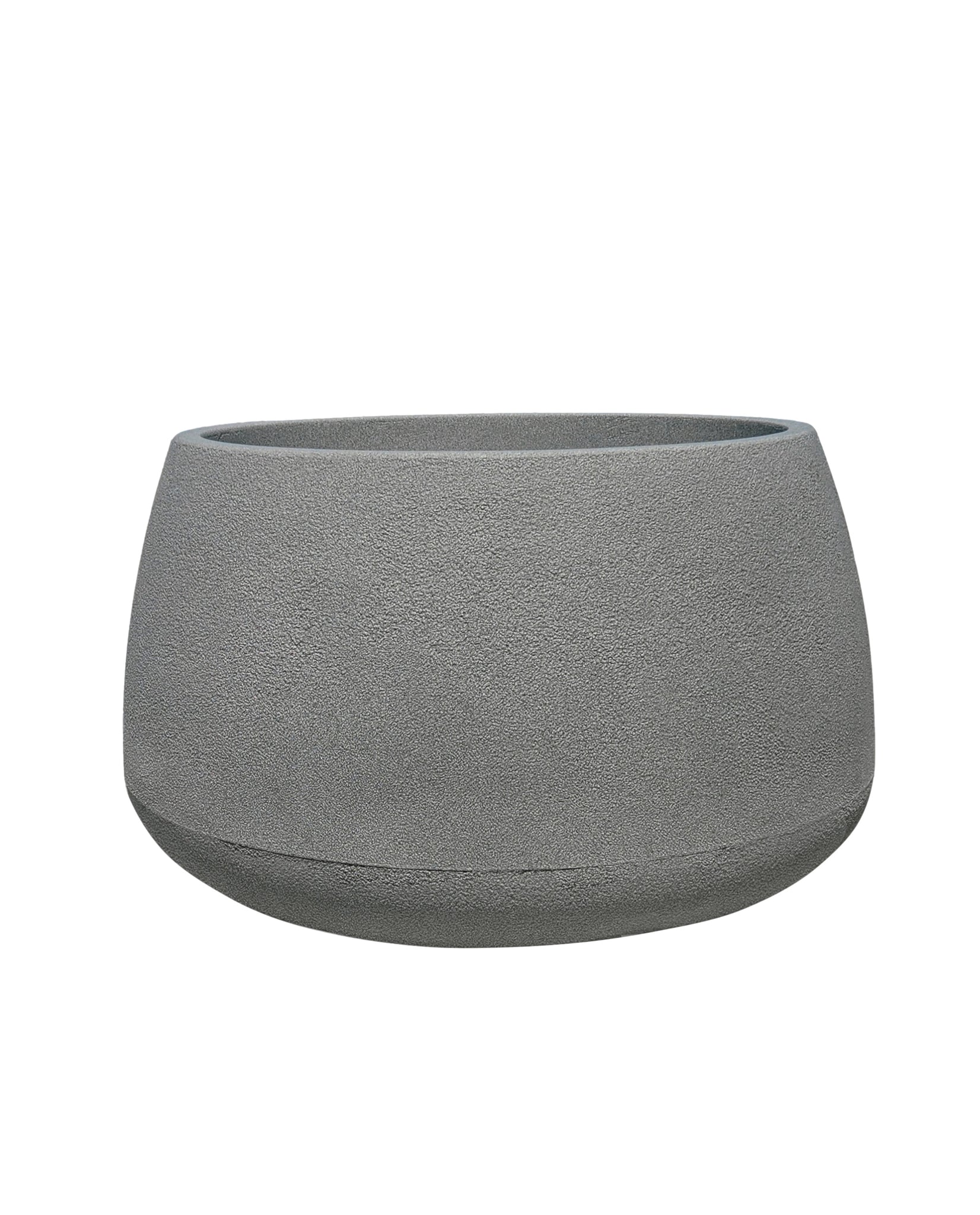 Bios Low Japi Planter. Stone colour, Low rise modern contemporary plant pot with stunning slightly textured finish, and wide neck for planting. Florastyle by Hingham.
