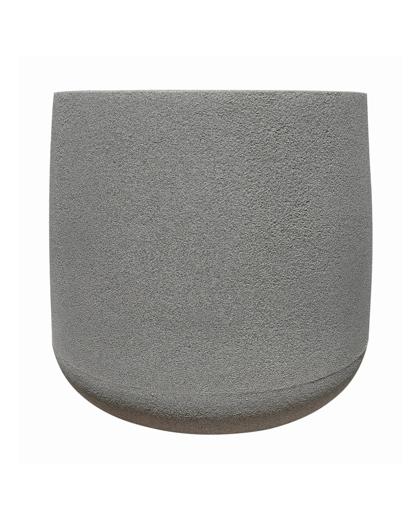 Side view of the medium Bios plant pot showing the beautiful textured finish and clean straight upright lines of the pot in colour Stone. Florastyle by Hingham.