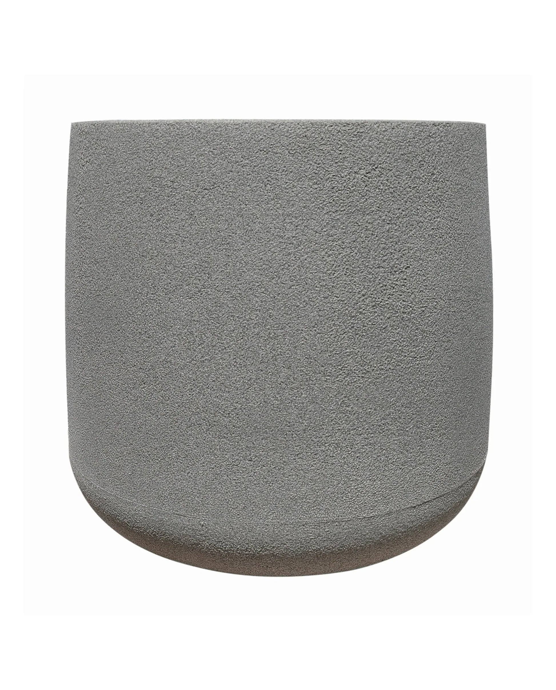 Side view of the medium Bios plant pot showing the beautiful textured finish and clean straight upright lines of the pot in colour Stone. Florastyle by Hingham.