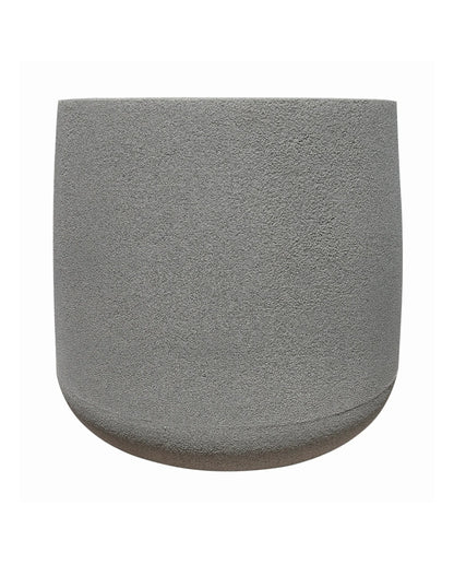 Side view of the medium Bios plant pot showing the beautiful textured finish and clean straight upright lines of the pot in colour Stone. Florastyle by Hingham.