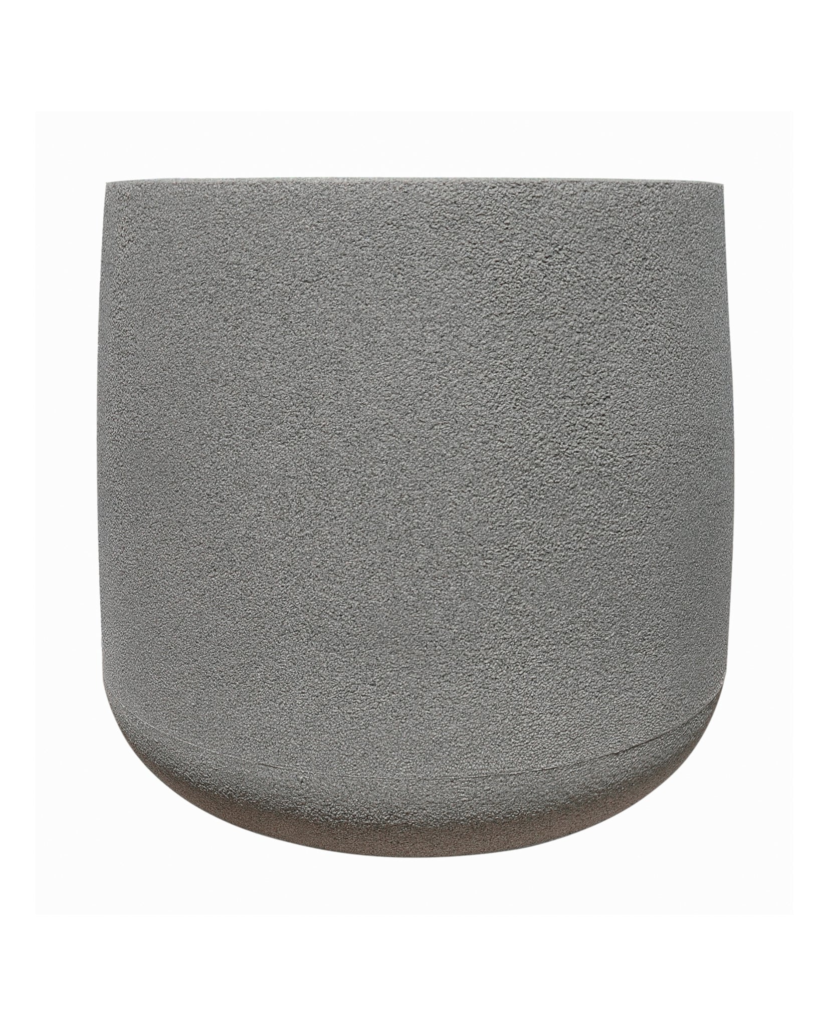 Side view of the medium Bios plant pot showing the beautiful textured finish and clean straight upright lines of the pot in colour Stone. Florastyle by Hingham.