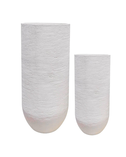 European Verticale Japi Planter, Tall and sleek textured finish. Beautiful complement to any decor. Adds height  and elegance. Florastyle by Hingham.