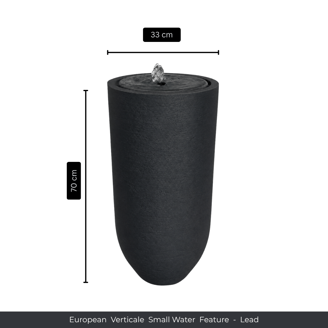 The Florastyle By Hingham Water Feature - European Verticale Small is a tall, black (Lead) cylindrical fountain (70 cm high x 33 cm diameter) with a top spout—ideal for indoor or outdoor spaces. Made from polyresin, durable and waterproof, yet lightweight spaces.
Colour: Lead
Price: R3465