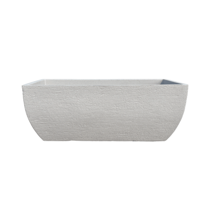 The Japi Modern Square Window Box by Florastyle By Hingham is a rectangular white polyresin planter with a textured surface and modern window box design, shown front-facing against a plain white background.