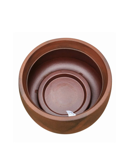 Aerial view of a Bios Low Japi pot in the colour corten steel