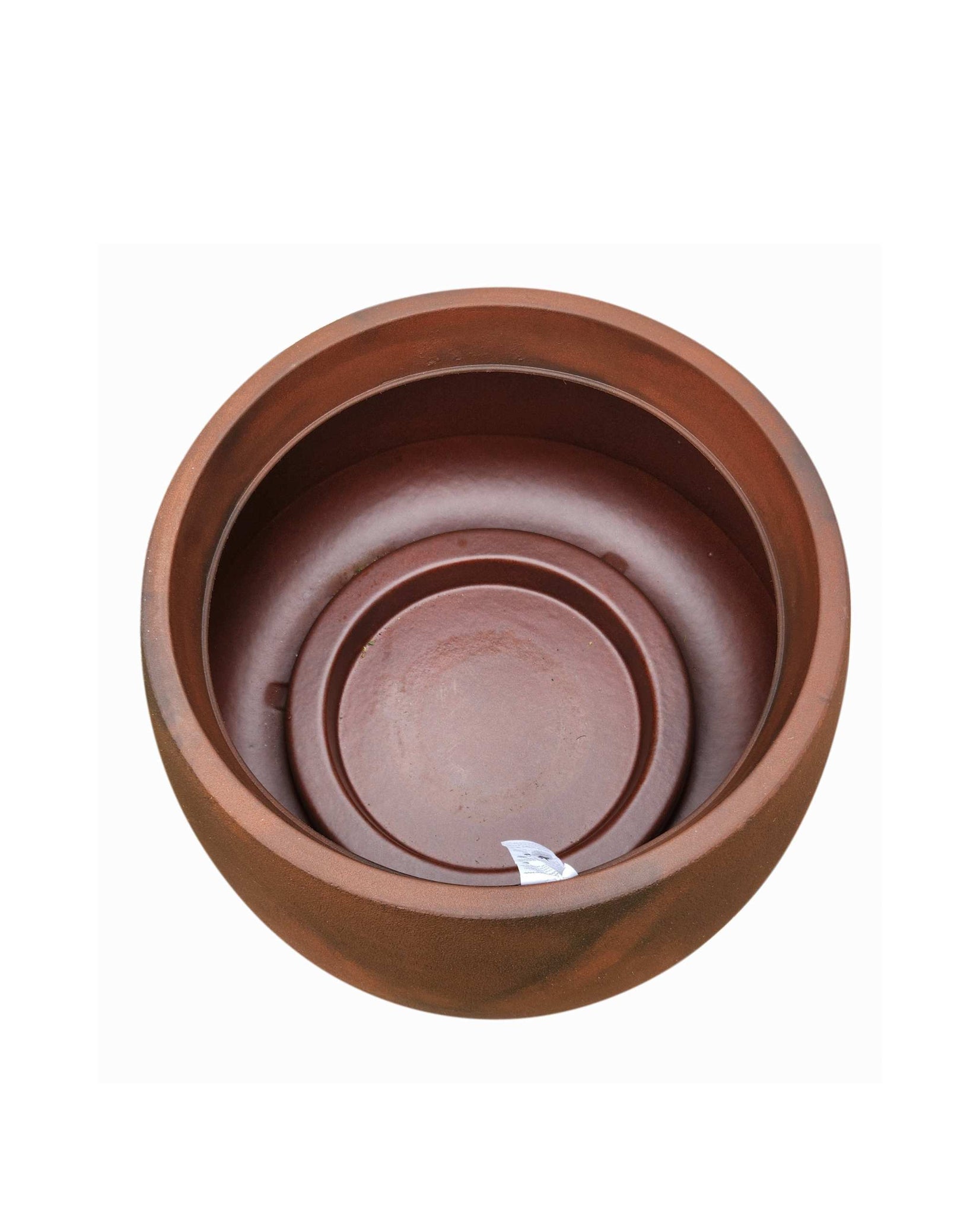 Aerial view of a Bios Low Japi pot in the colour corten steel