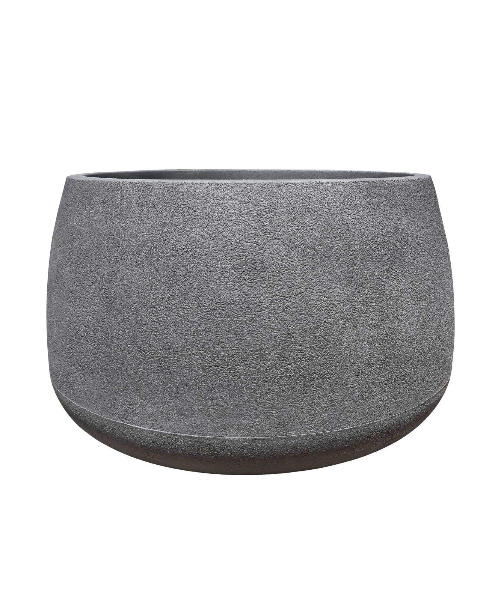 Black Slate Bios Low Japi planter, by Florastyle by Hingham, Low rise modern contemporary plant pot with stunning slightly textured finish, and wide neck for planting. Florastyle by Hingham.