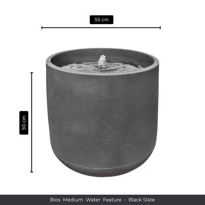 The Florastyle By Hingham Water Feature - Bios Medium is a round black slate fountain, 55 cm wide and 50 cm tall, ideal for garden or indoor/outdoor decor with a bubbling effect. Made from polyresin, durable and waterproof, yet lightweight. Suitable for indoor and outdoor spaces.
Colour: Black Slate
Price: R4465