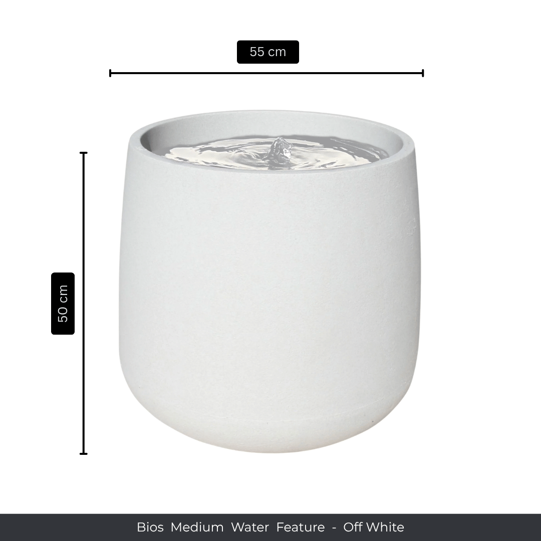 The Florastyle By Hingham Water Feature - Bios Medium is an off-white, cylindrical indoor-outdoor fountain (55 cm wide x 50 cm tall), ideal as a garden decor water feature for your home or patio. Made from polyresin, durable and waterproof, yet lightweight. Suitable for indoor and outdoor spaces.
Colour: Off White
Price: R4465