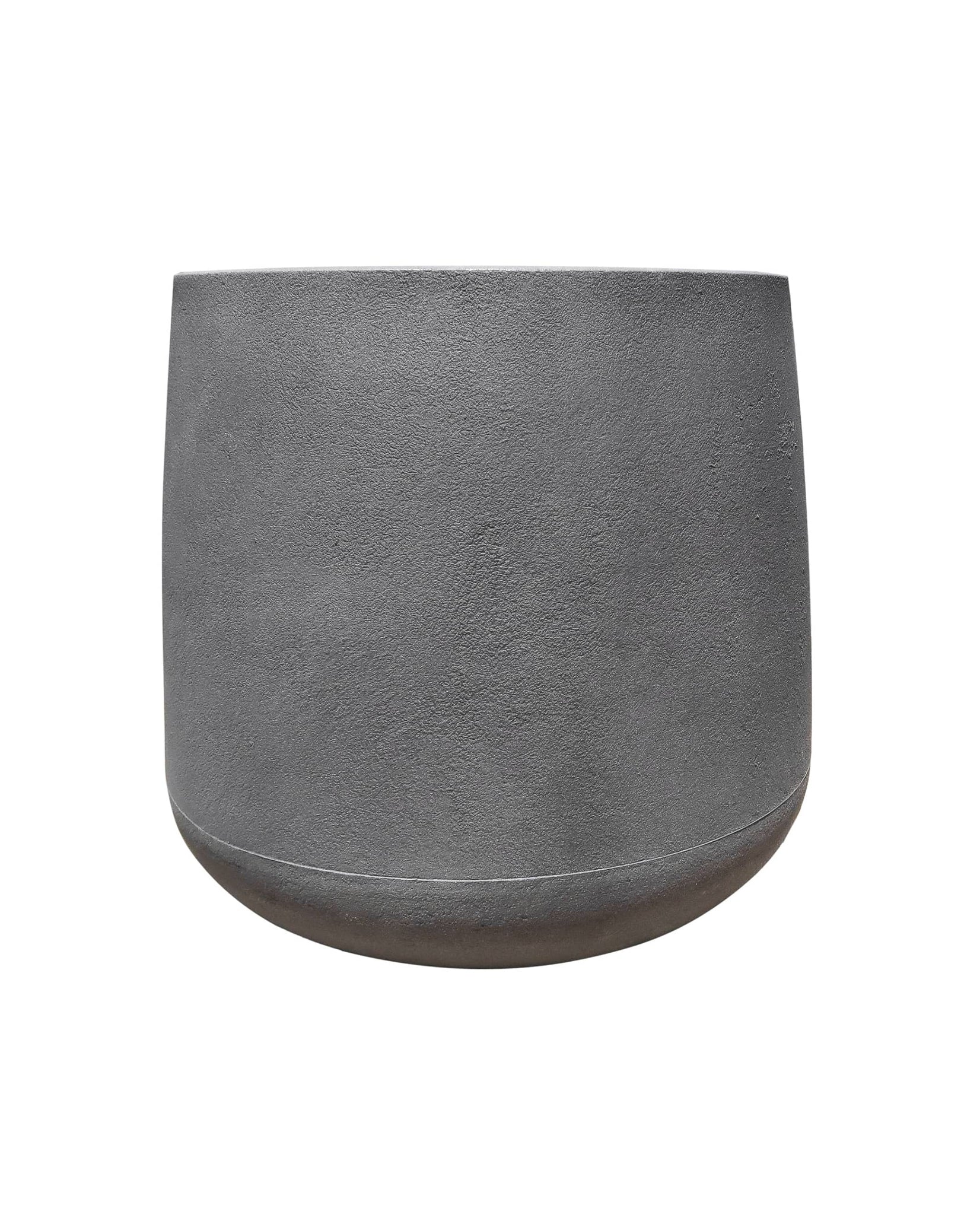Side view of the medium Bios Japi plant pot, by Florastyle by Hingham, showing the beautiful textured finish and clean straight upright lines of the pot in colour Black Slate