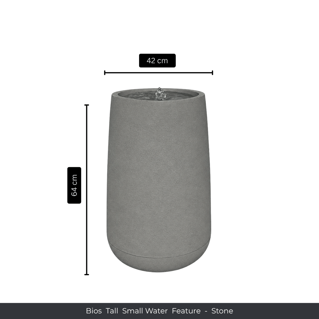 The Florastyle By Hingham Water Feature - Bios Tall Small is a 64 cm tall, 42 cm diameter cylindrical stone fountain. Water bubbles at the top, creating a calming indoor effect. Made from polyresin, durable and waterproof, yet lightweight. Suitable for indoor and outdoor spaces.
Colour: Stone
Price: R4045