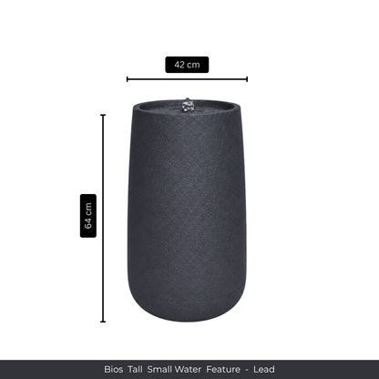 Tall, cylindrical indoor water fountain in Lead (64 cm high, 42 cm wide) with water bubbling at the top. Text below: Florastyle By Hingham Water Feature - Bios Tall Small. Made from polyresin, durable and waterproof, yet lightweight. Suitable for indoor and outdoor spaces.
Colour: Lead
Price: R4045