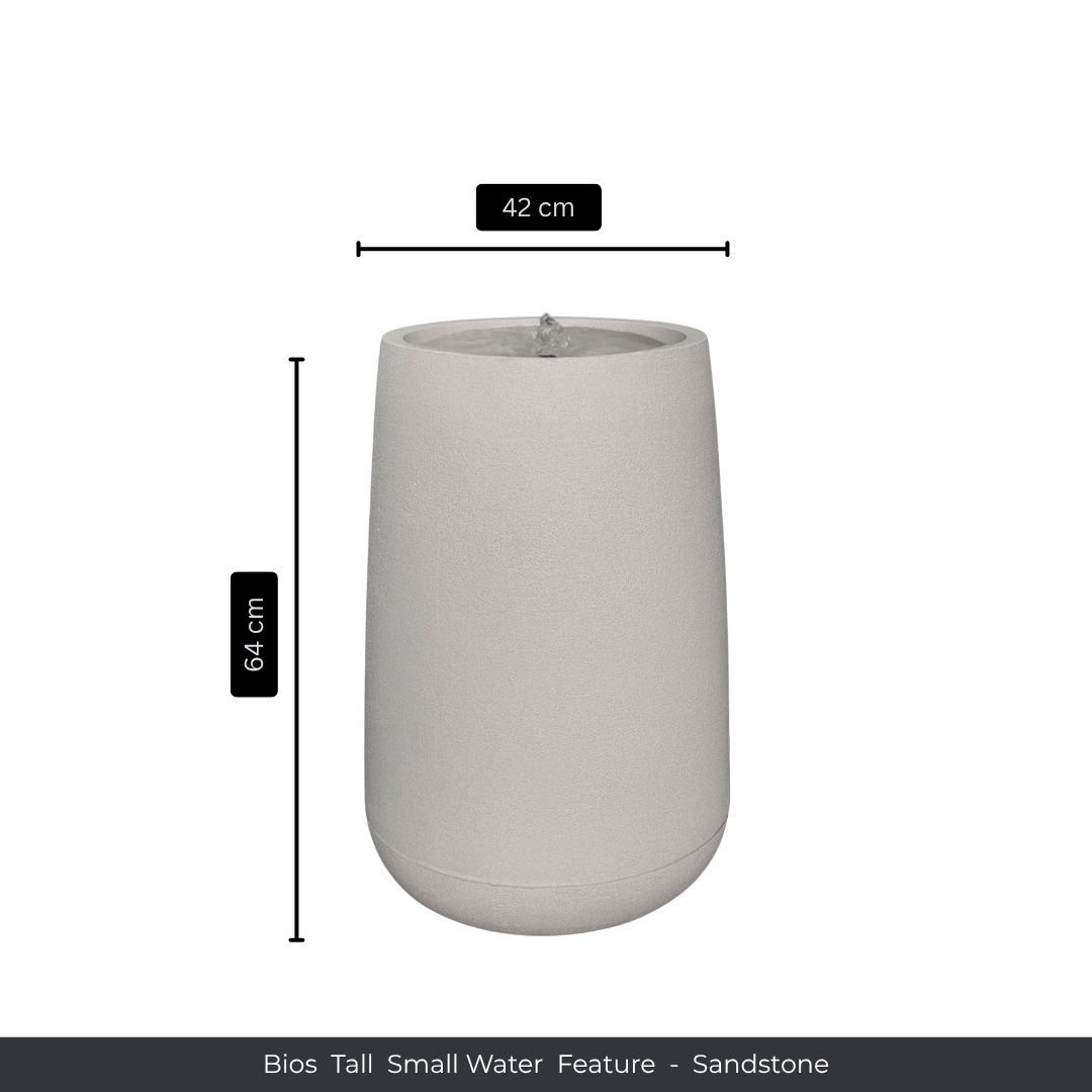 The Florastyle By Hingham Water Feature - Bios Tall Small is a 64 cm high, 42 cm wide sandstone indoor fountain with a small top fountain, adding elegance to any space. Made from polyresin, durable and waterproof, yet lightweight. Suitable for indoor and outdoor spaces.
Colour: Sandstone
Price: R4045