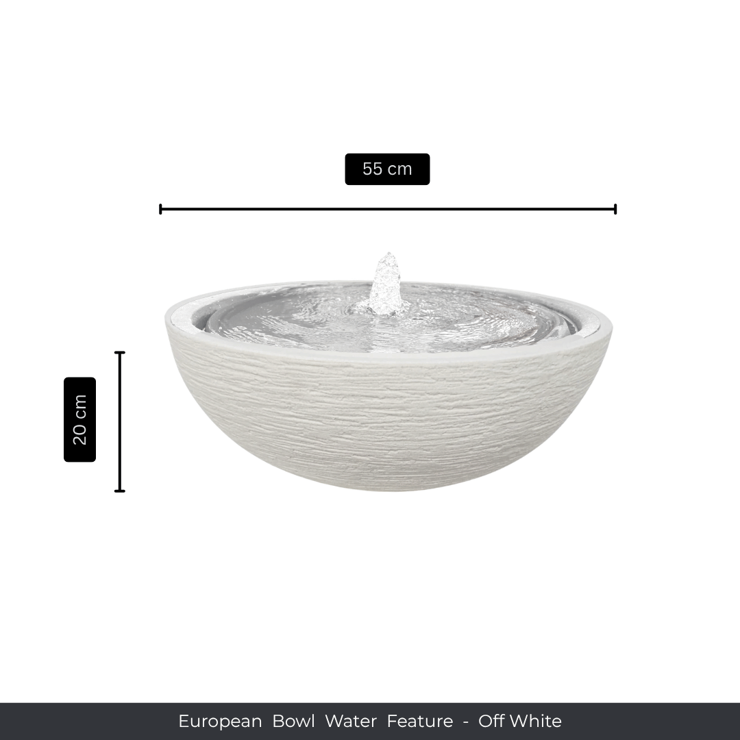 The Florastyle By Hingham Water Feature - European Bowl Medium is an off-white, European-inspired outdoor fountain with gentle water flow. The bowl measures 55 cm wide and 20 cm tall. Made from polyresin, durable and waterproof, yet lightweight. Suitable for indoor and outdoor spaces.
Colour: Off White
Price: R2995