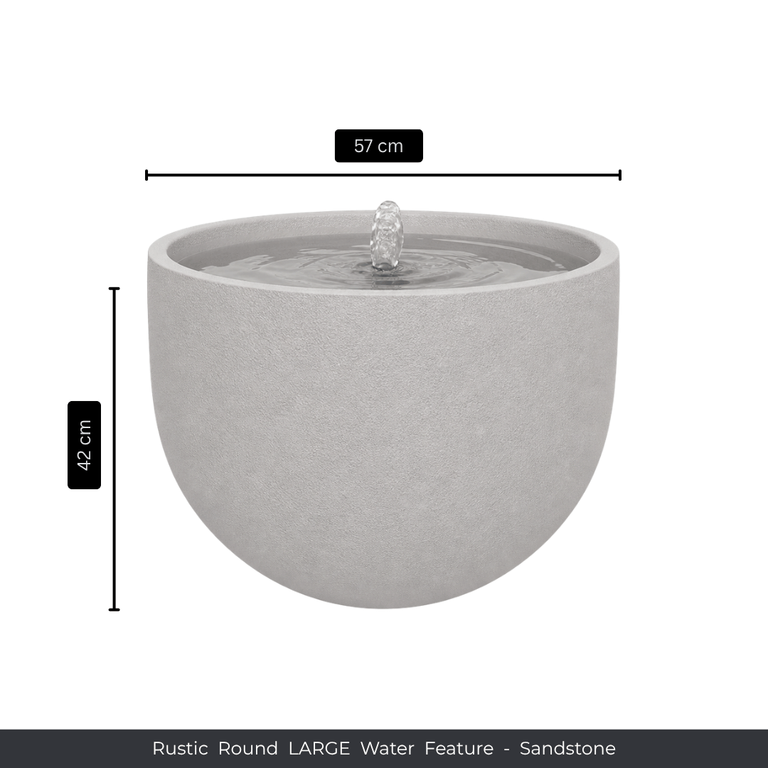 The Florastyle By Hingham Water Feature - Rustic Round is a sandstone-colored, UV-resistant fountain with central bubbling water, measuring 57cm wide by 42cm tall—ideal as a patio accent for any rustic outdoor space. Made from polyresin, durable and waterproof, yet lightweight. Suitable for indoor and outdoor spaces.
Colour: Sandstone
Price: R3625