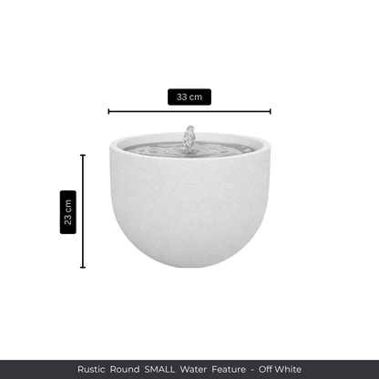 The Florastyle By Hingham Water Feature - Rustic Round is a small, round, off-white garden accent with water gently bubbling at the center. It measures 33 cm wide and 23 cm tall. Made from polyresin, durable and waterproof, yet lightweight. Suitable for indoor and outdoor spaces.
Colour: Off-white
Price: R1495