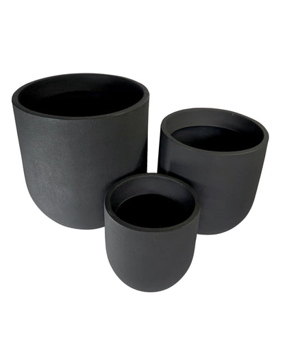 Clean lines, Modern Plant pots. 3 sizes. On Trend Colour Lead (black)
