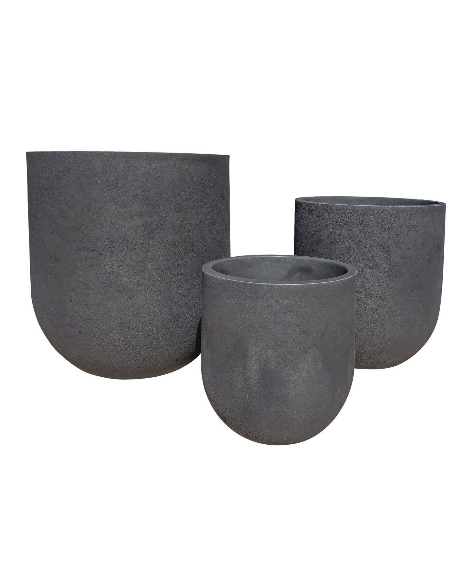 Clean lines, Modern Plant pots. 3 sizes. On Trend Colour Burnt cement (dark grey)