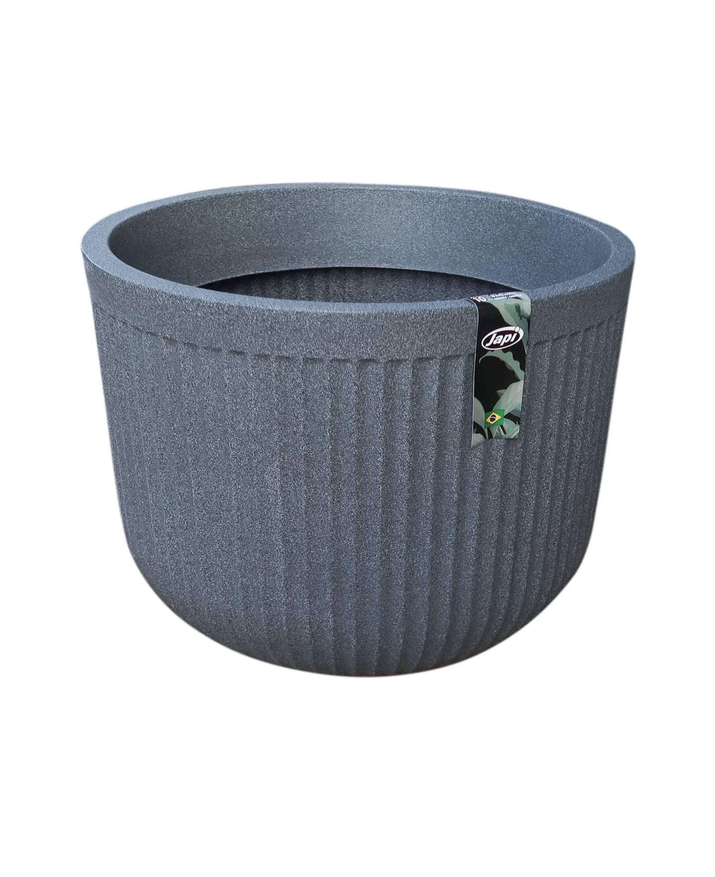 Slight angled view of the planter showing the side, inside rim and top opening.
