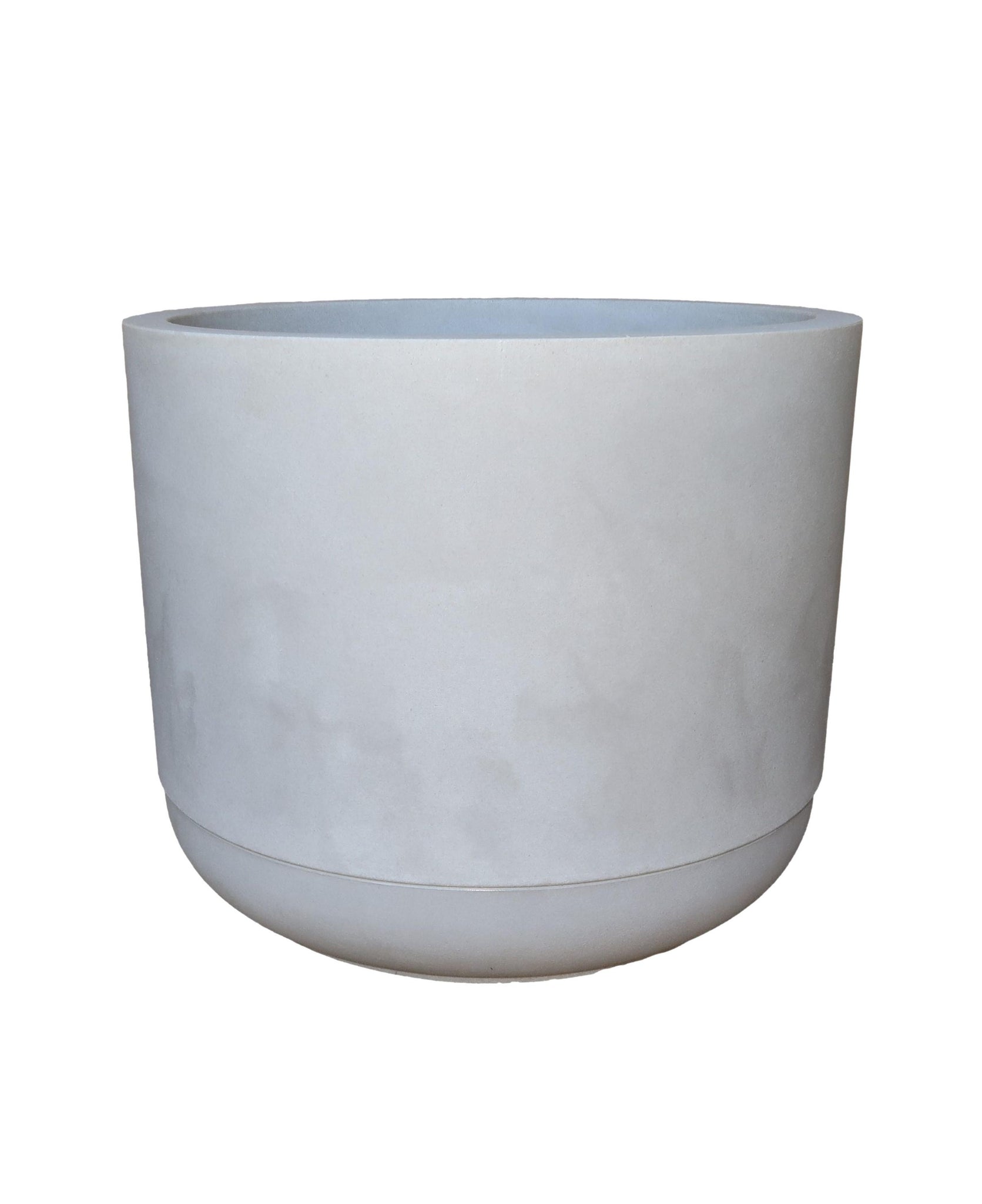 Stylish plant pots with drip trays. Smooth finish. Modern. Indoor or outdoor.  Lightweight poly carbon