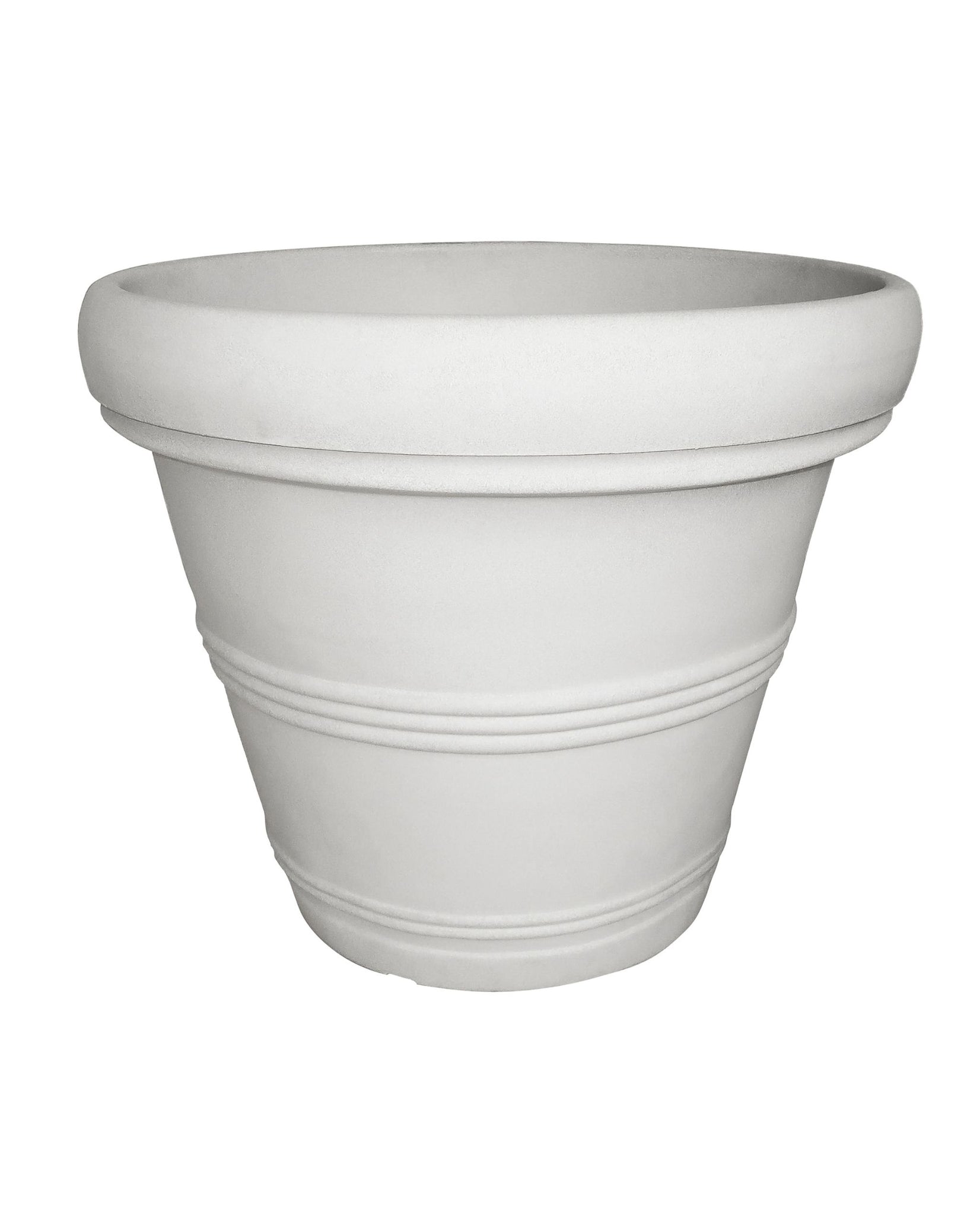 Side view of this beautiful timeless Round Basic Rim Planter in the colour Sandstone