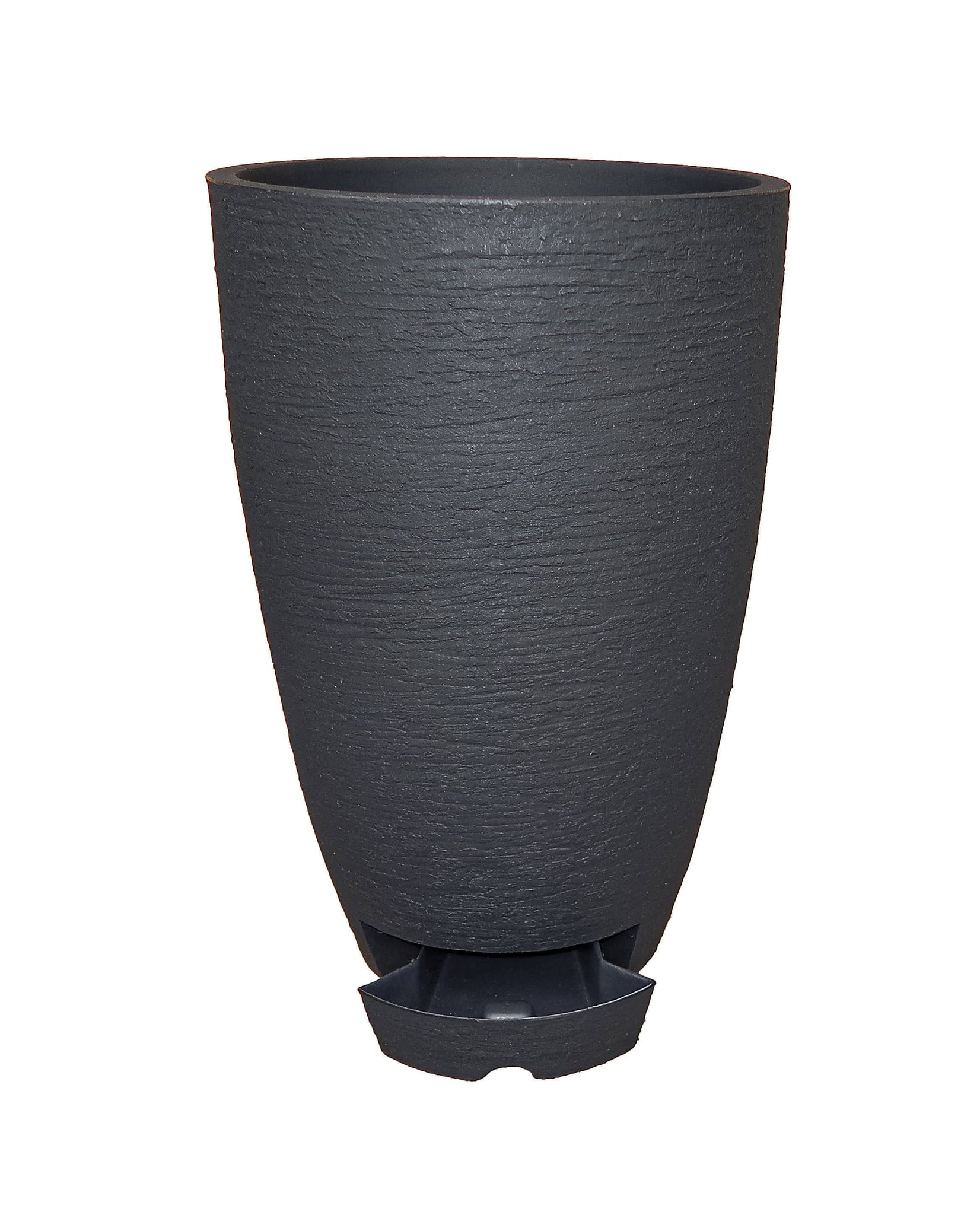 Modern Coni round upright planter with built in 'slide out' drip tray
