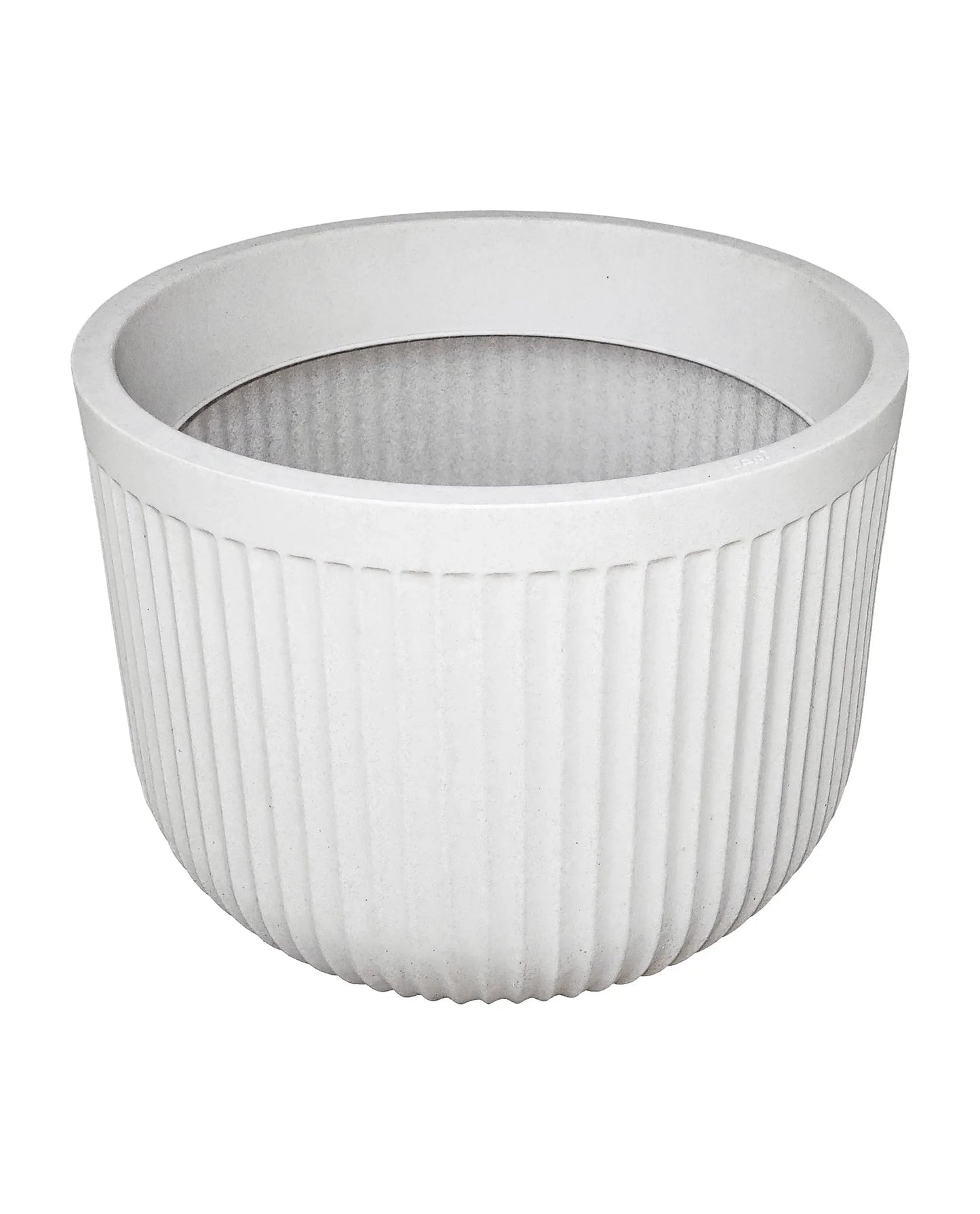 Slight angled view of the planter showing the side, inside rim and top opening.