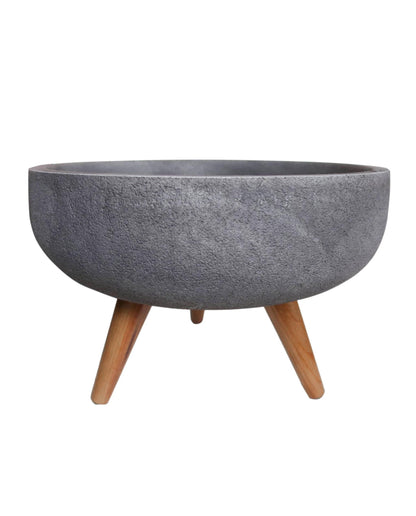 Rustic Bowl Japi Planter (CACHE POT) With Stand JVRD45