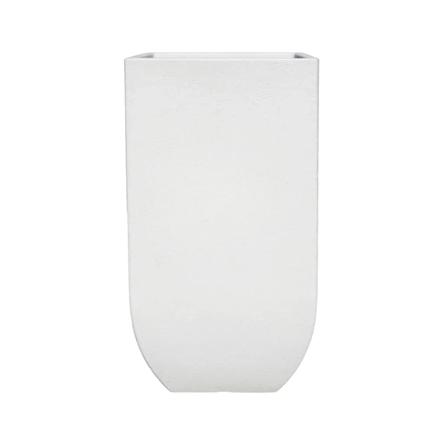 front view of the Japi verticale square planter, straight lines, tall and upright, off-white with beautiful slight textured finish.