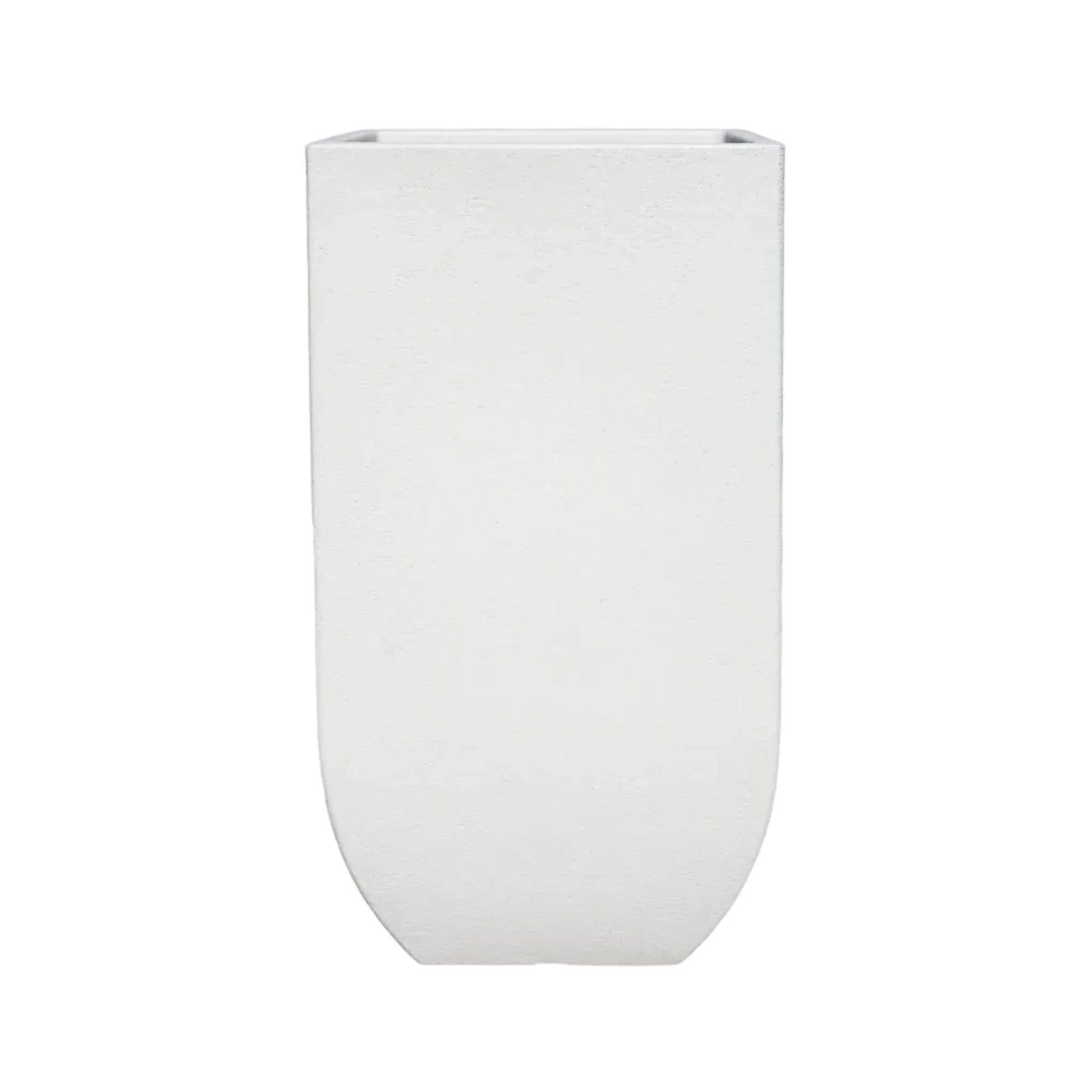 front view of the Japi verticale square planter, straight lines, tall and upright, off-white with beautiful slight textured finish.