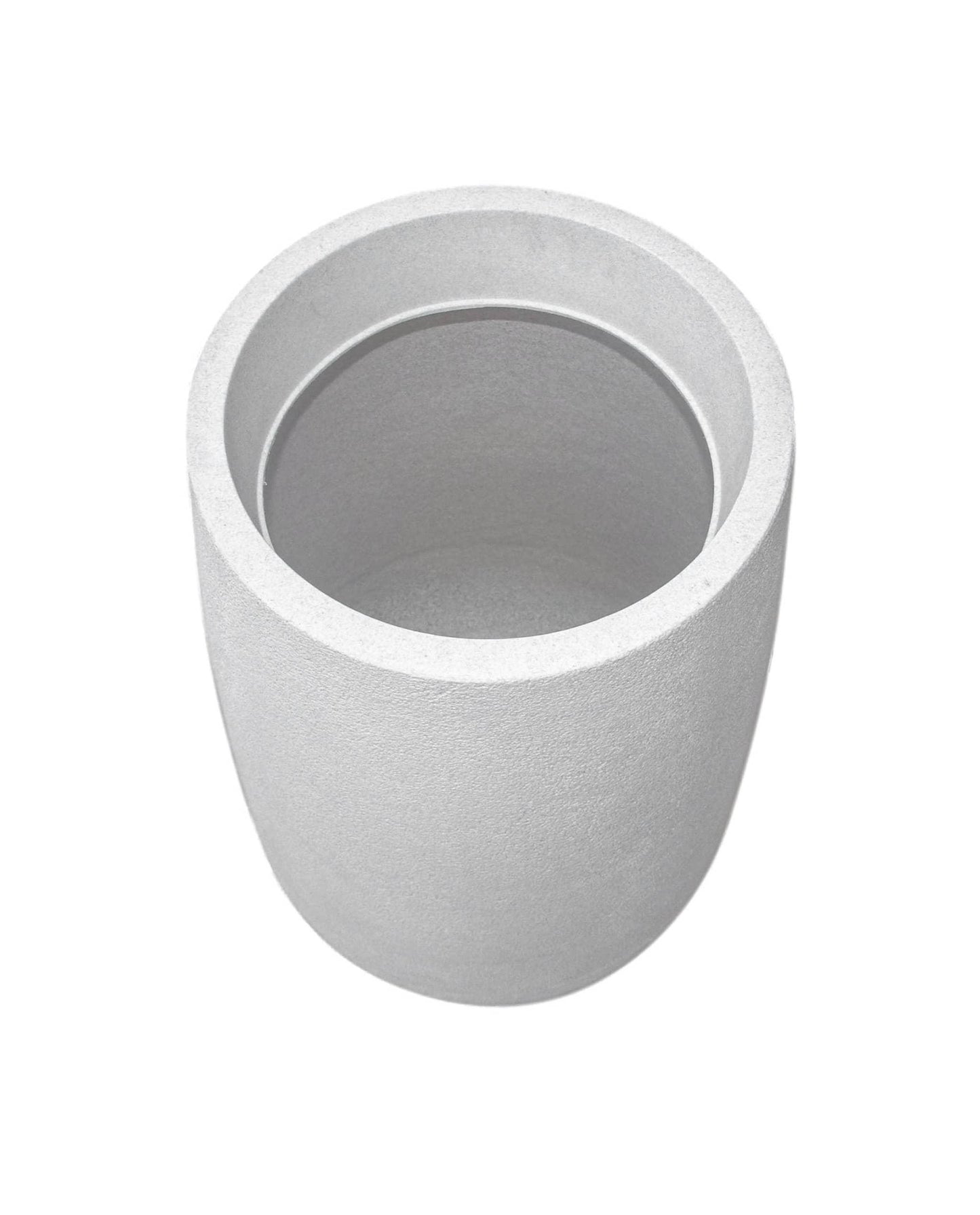 Angled view of the off-white Bios plant pot by Japi