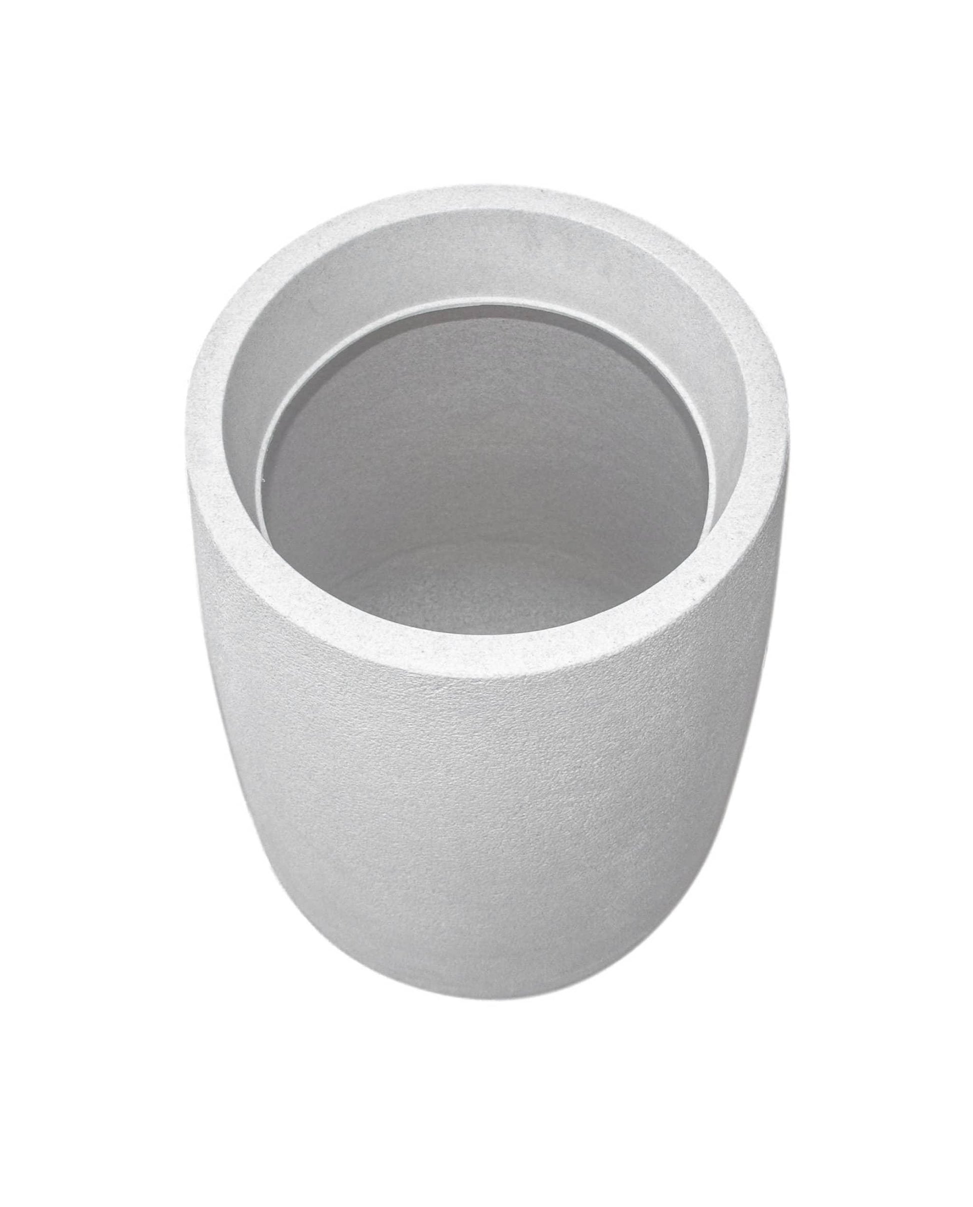 Angled view of the off-white Bios plant pot by Japi