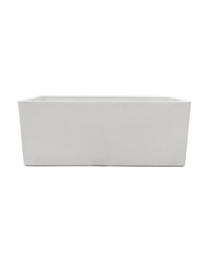 The Flat Japi Window Box - Double Walled by Florastyle By Hingham is a rectangular, light gray concrete planter with smooth sides and a minimalist design, shown against a plain white background.