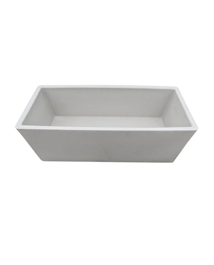 The Flat Japi Window Box - Double Walled by Florastyle By Hingham is a lightweight, rectangular white concrete planter with straight sides and a smooth finish, shown against a plain white background.