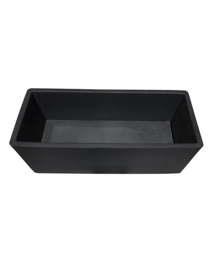 The Florastyle By Hingham Flat Japi Window Box - Double Walled is a lightweight, rectangular black planter with smooth surfaces and straight edges, shown from above on a white background.